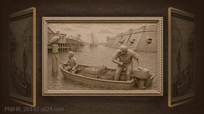 Port royal harbor fishing scene 3d STL model