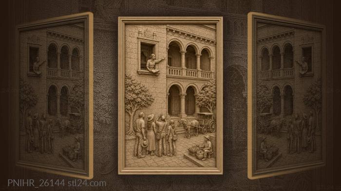 Colonial alcázar arches and sunny plaza 3d STL model