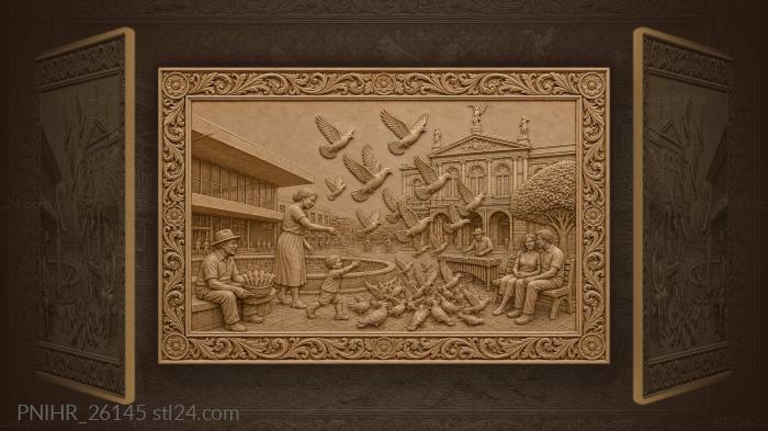 Costa rican plaza life birds fountain 3d STL model