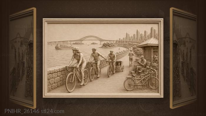 Panama causeway cyclists and city view 3d STL model