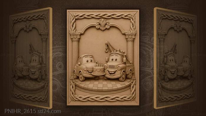 Red car holding a cake with candles 3d STL model