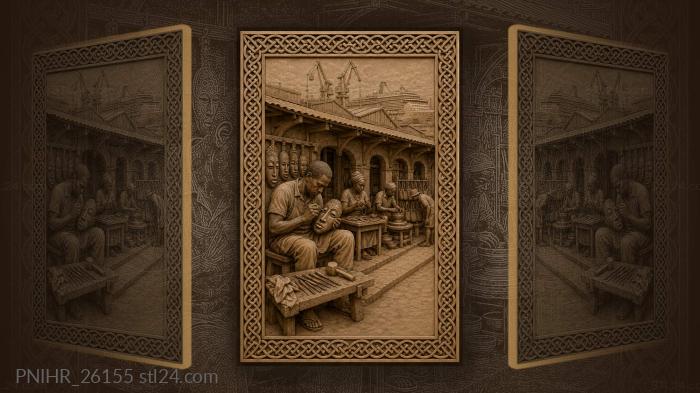 Bridgetown workshop life pelican village scene 3d STL model
