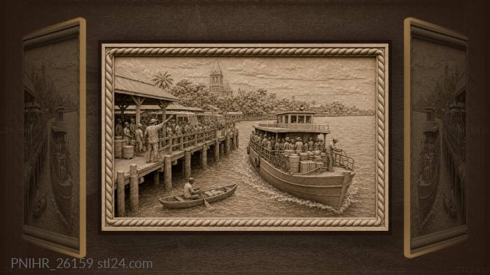Georgetown waterfront bustling ferry departure 3d STL model