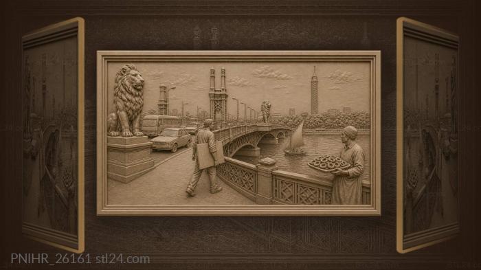 Cairo bridge felucca and artist 3d STL model