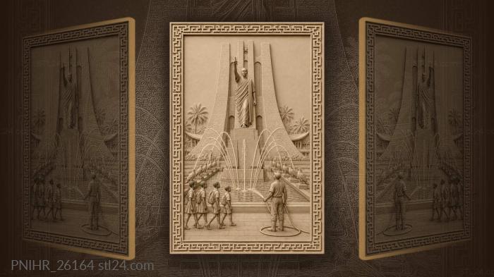 Nkrumah memorial park accra fountains statue 3d STL model