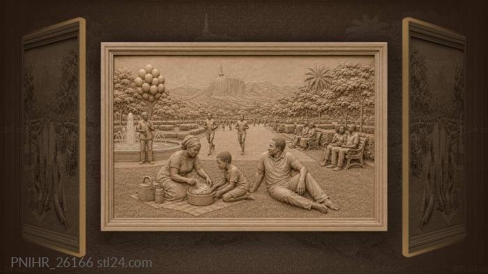 Abuja park family leisure scene 3d STL model