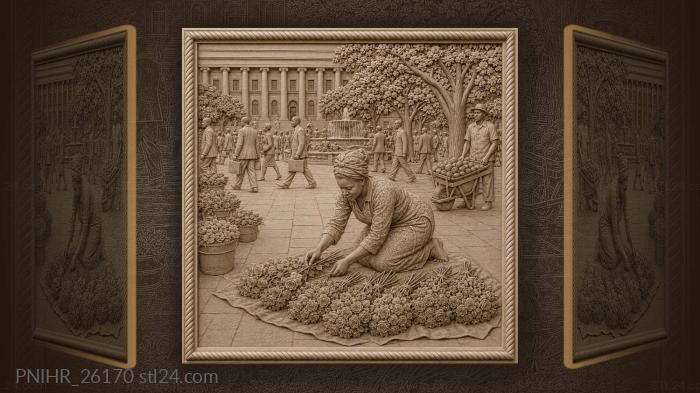 Harare fountain flower market scene 3d STL model