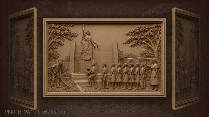 Freedom monument with schoolchildren tribute 3d STL model