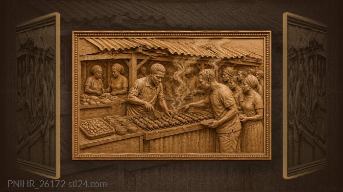 Windhoek kapana grill market scene 3d STL model