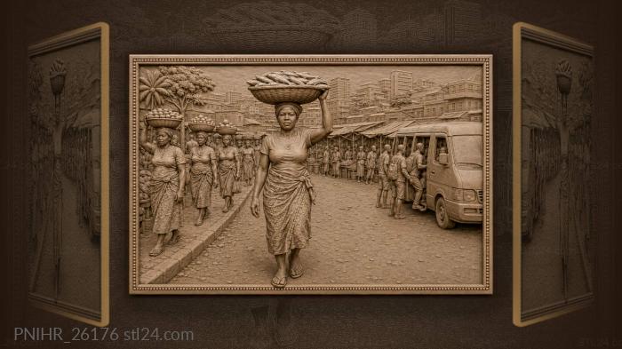 Luanda market life bustling square 3d STL model