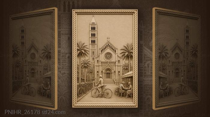 Asmara cathedral avenue cyclist view 3d STL model