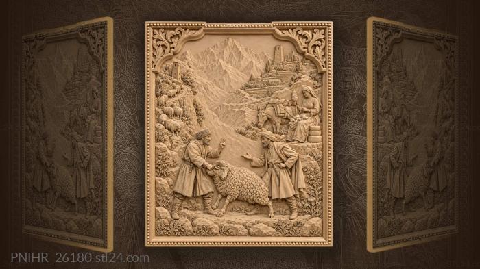 Caucasus mountains shepherd and ram dispute 3d STL model