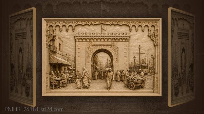 Tunis gate bustling square life 3d STL model
