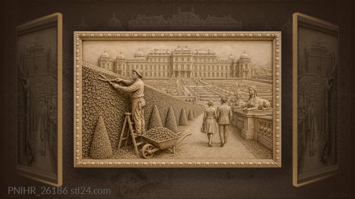 Vienna gardens gardener and palace view 3d STL model