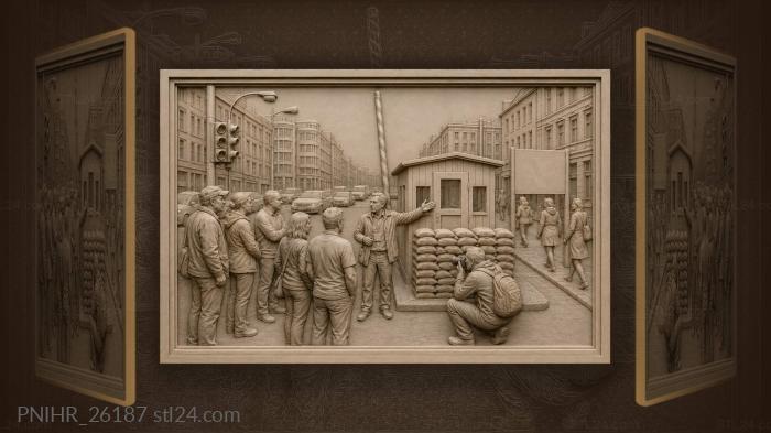 Berlin checkpoint charlie historical scene 3d STL model