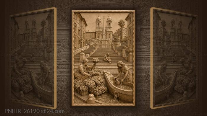 Rome spanish steps flower market 3d STL model