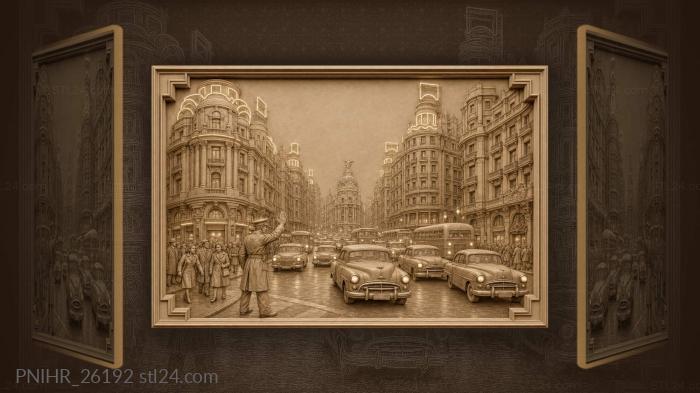Madrid gran vía neon night bustle 3d STL model