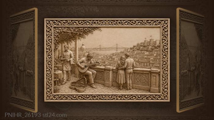 Lisbon guitarist with city view 3d STL model