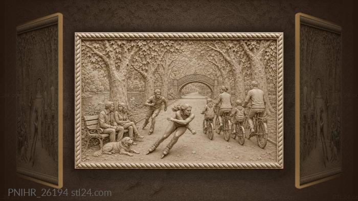 Amsterdam vondelpark skaters and cyclists scene 3d STL model