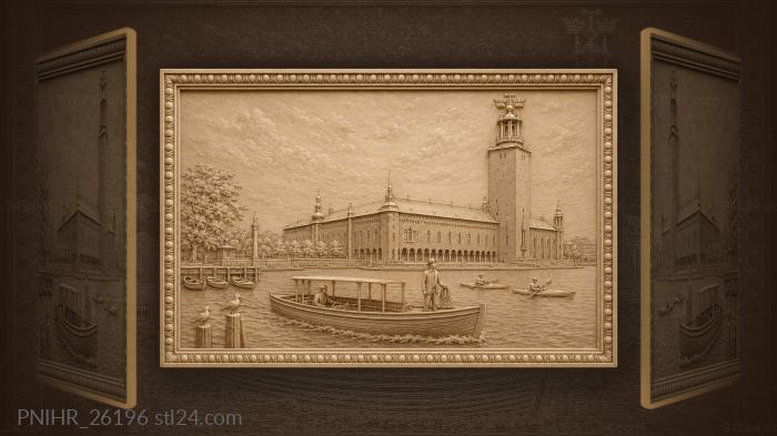 Stockholm city hall waterfront scene 3d STL model