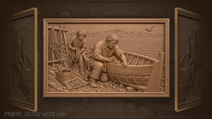 Planing a plank inside an unfinished skiff 3d STL model