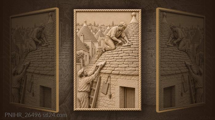 Alberobello roofer setting stone trullo roof 3d STL model