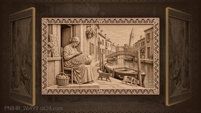 Lacemaker weaves beside burano canal 3d STL model