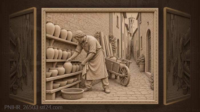 Potter lays jars out to dry 3d STL model