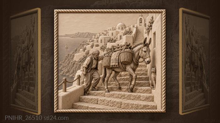 Santorini donkey path caldera view 3d STL model
