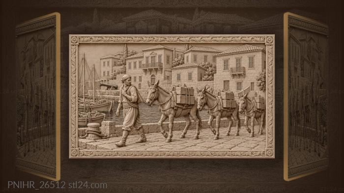 Hydra harbor mules and shipowners houses 3d STL model