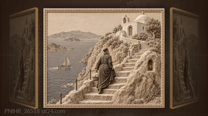 Priest climbing to skopelos chapel 3d STL model