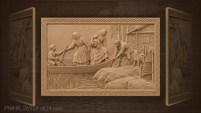 Karelian shore arrival with family and dog 3d STL model