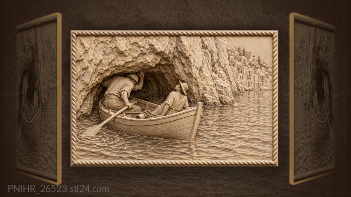Boat into kastellorizo sea cave 3d STL model