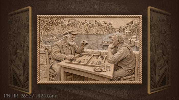 Lakeside backgammon game old friends 3d STL model