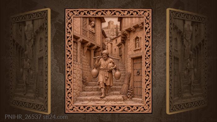 Albarracin potter with water jugs descending 3d STL model