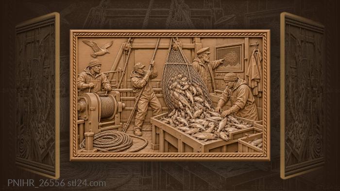 Trawler spills catch while skipper directs sorting 3d STL model