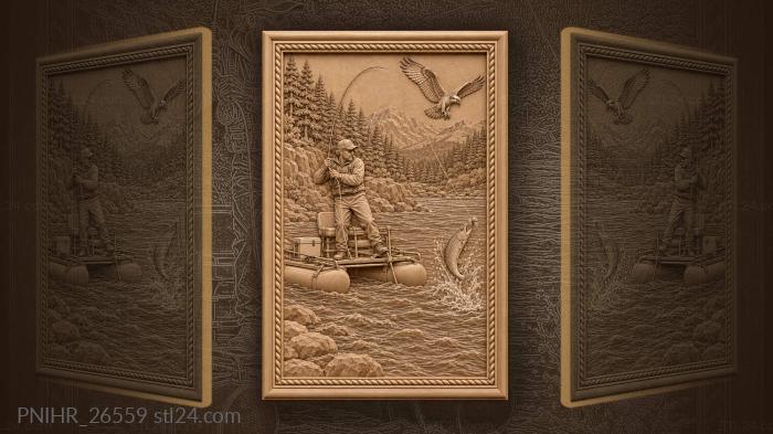 Rainbow trout cartwheeling beside a pontoon 3d STL model