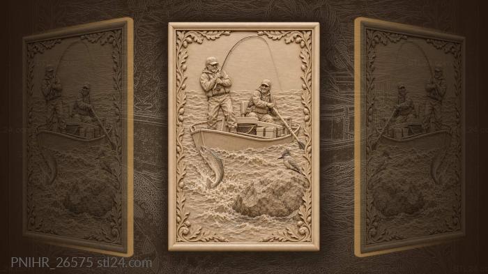 Trout leaping beside a midstream boulder 3d STL model