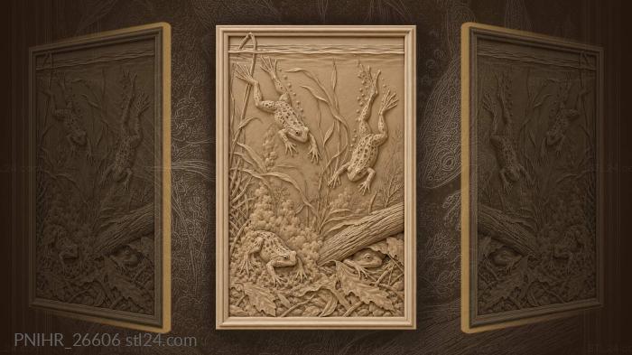 Sleepy frogs settle beneath sunken timber 3d STL model