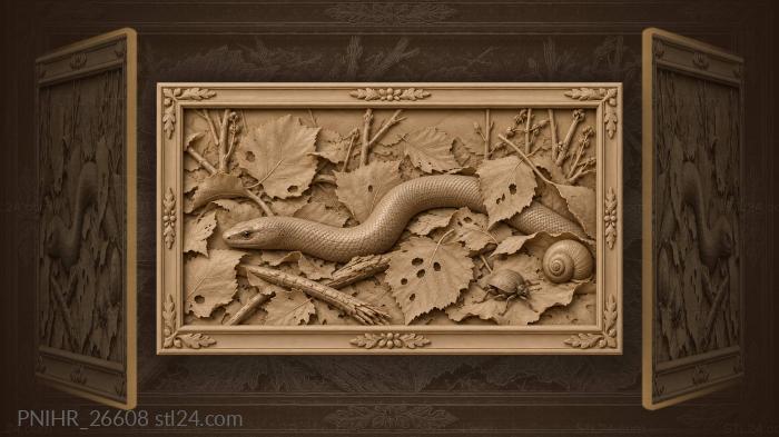 Slow worm among autumn leaves 3d STL model