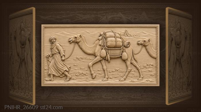 Driver leads camel carrying waterskins 3d STL model