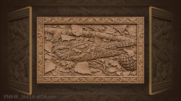 Nightjar hides among fallen leaves 3d STL model