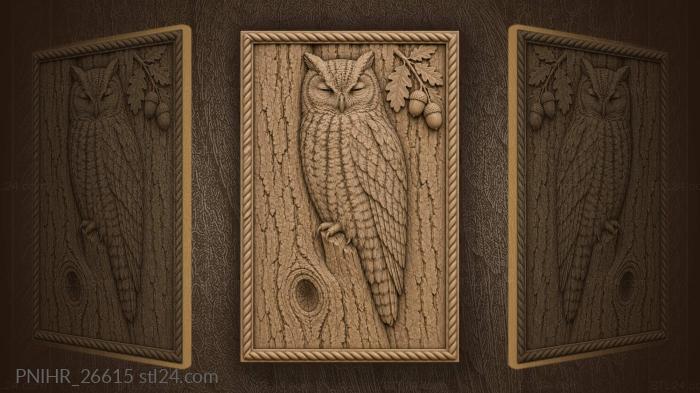 Owl blends into cracked tree trunk 3d STL model