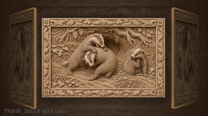 Third cub scratching its flank apart 3d STL model