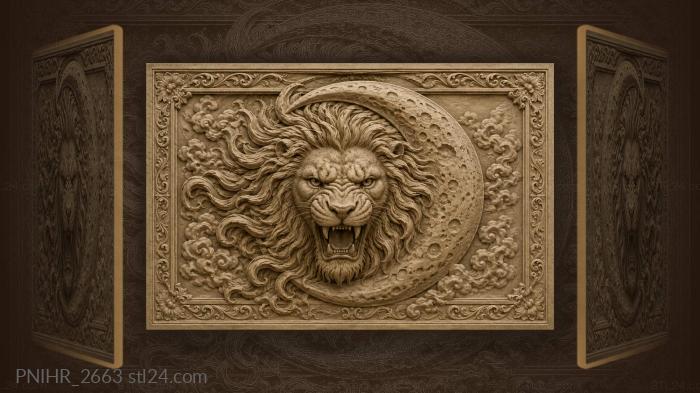 Lunar lion fierce majestic head 3d STL model