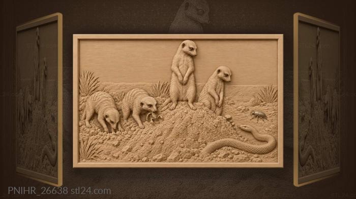 Meerkats on termite mound alert 3d STL model