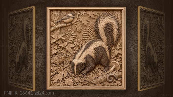 Skunk foraging forest floor wildlife 3d STL model
