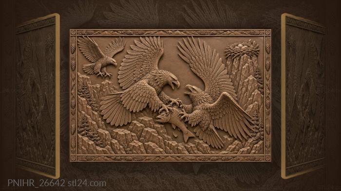 Eagles battling for prized catch 3d STL model