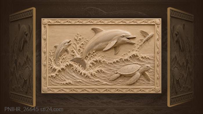 Dolphin chases a flying fish 3d STL model