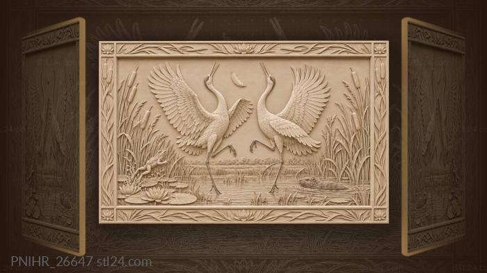 Cranes dance among frogs and reeds 3d STL model